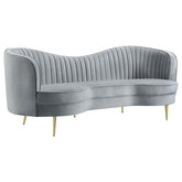 Coaster Sophia Upholstered Sofa with Camel Back Grey and Gold Model 506864